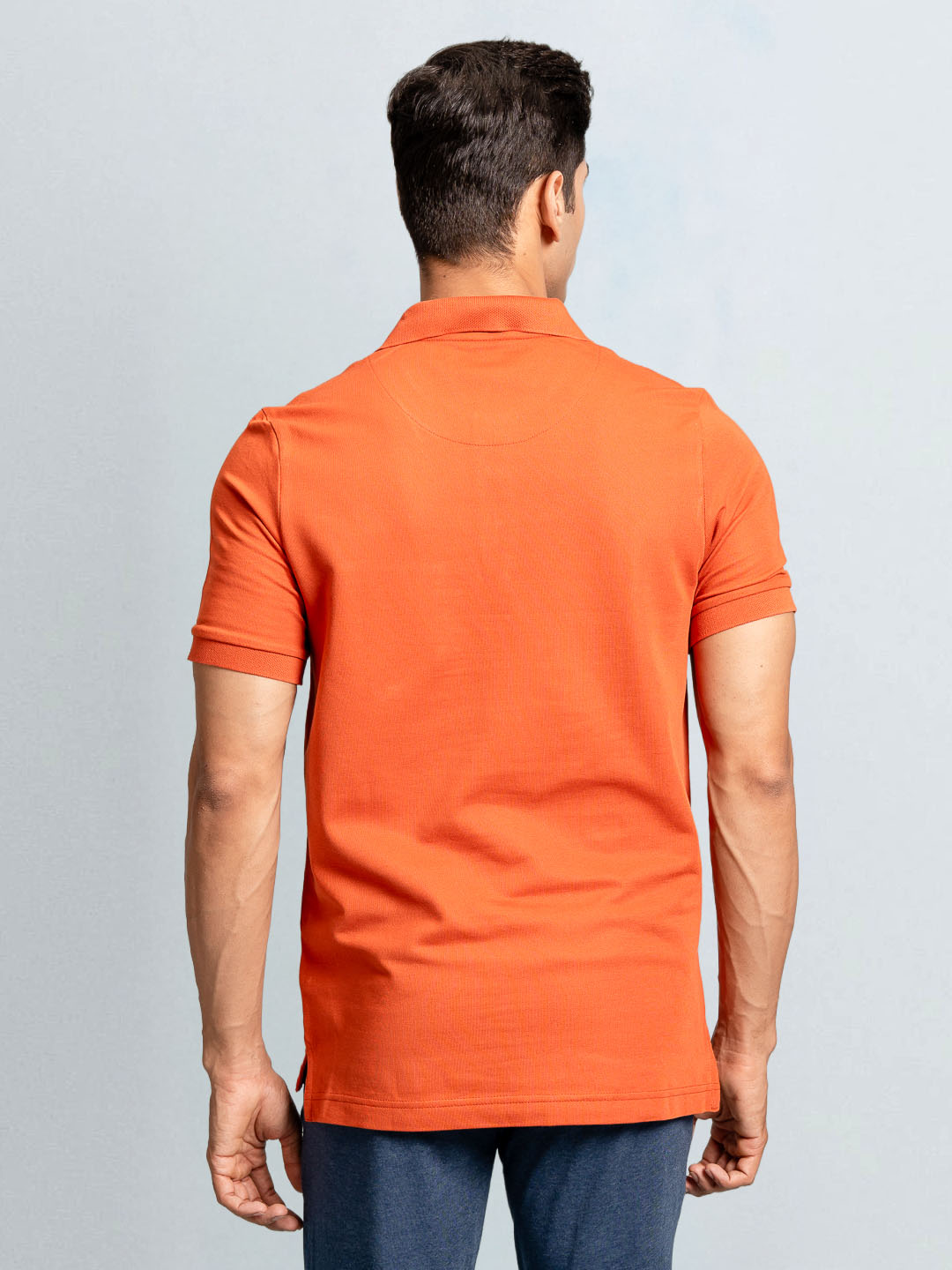 Men's Cotton Rich Pique Polo Burnt Orange