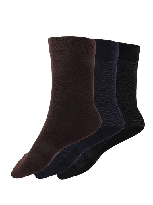 Bamboo Assorted Formal Full Length Stripes Designed Socks FFD4