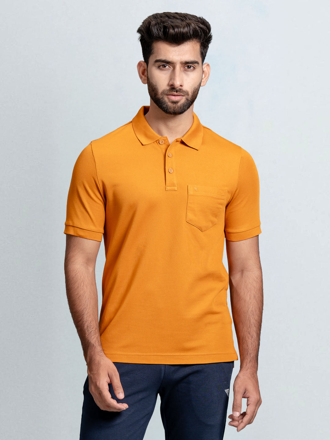 Men's Cotton Rich Pique Polo Mustard