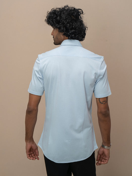 Men Combed Cotton Rich Slim Fit Ether Shirt Sky Blue ER3