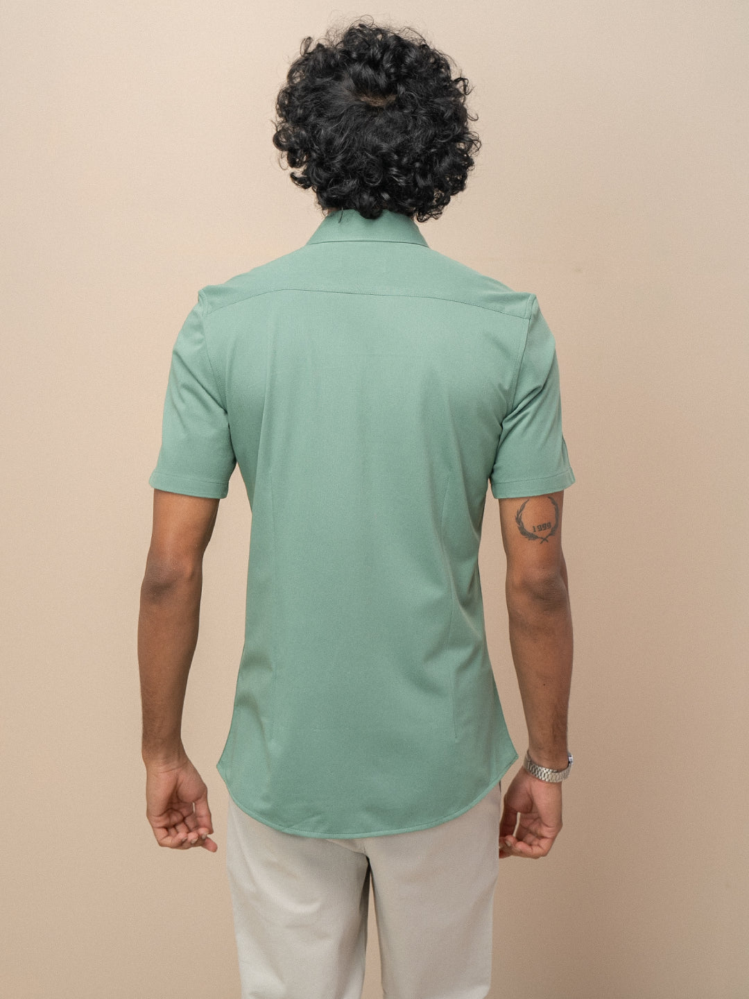 Men Combed Cotton Rich Slim Fit Ether Shirt Green ER2