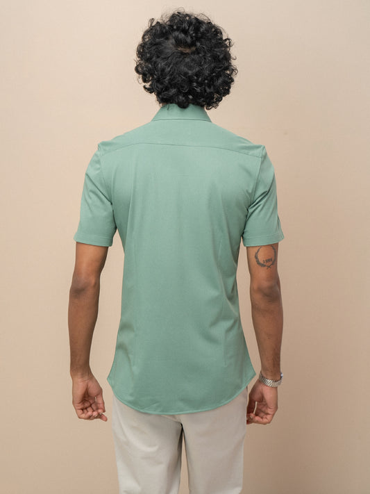 Men Combed Cotton Rich Slim Fit Ether Shirt Green ER2