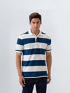 Men's Stripper Cotton Rich Polo Poseidon Blue