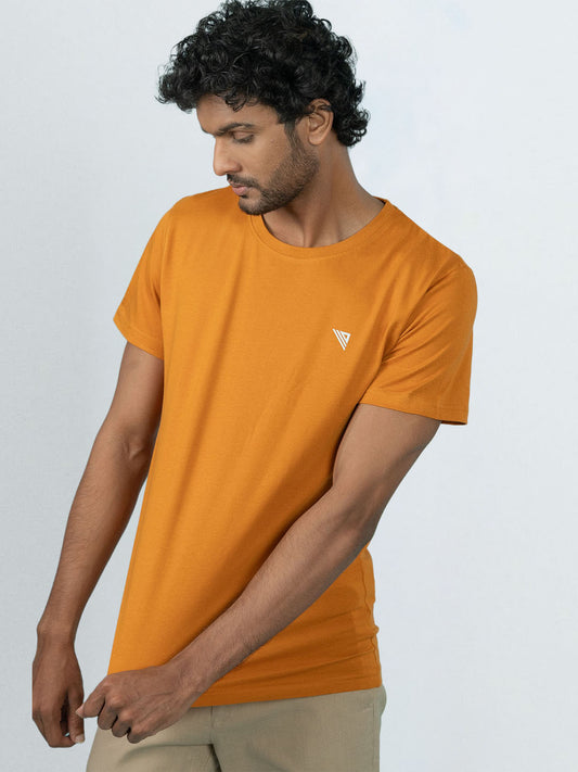 Men's 100% Cotton Crew Neck Mustard