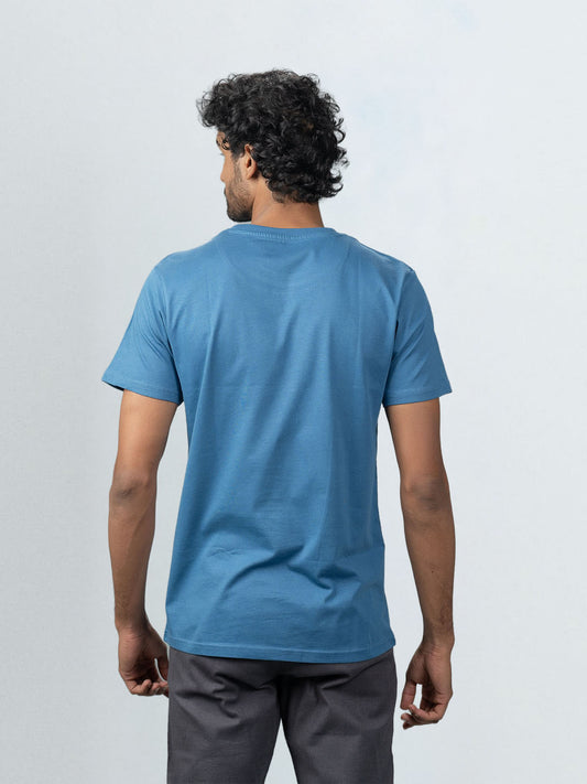 Men's 100% Cotton Crew Neck Petrol Blue