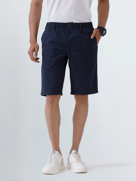 Men Combed Cotton Golf Shorts Navy