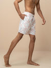 Men 100% Combed Cotton Off White Woven Printed Boxer Long Shorts WB46
