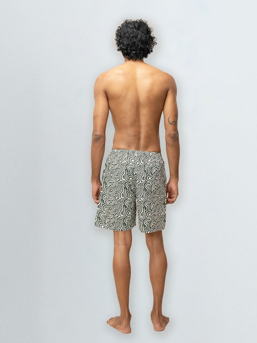Men's 100% Cotton Printed Long Boxer Shorts Green