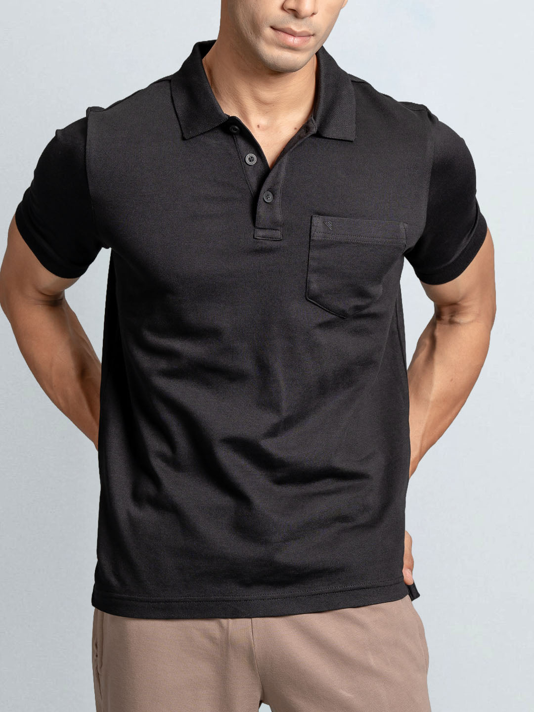 Men's Cotton Rich Pique Polo Jet Black