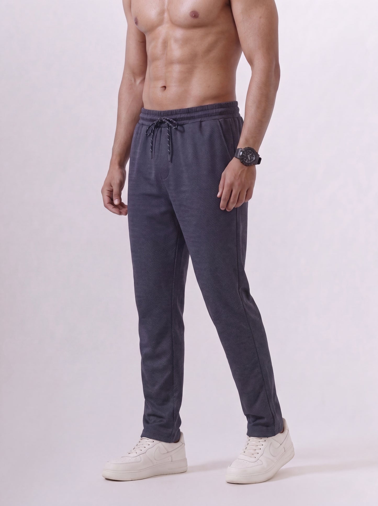 Cotton Rich Regular Fit Navy Popcorn Track Pant