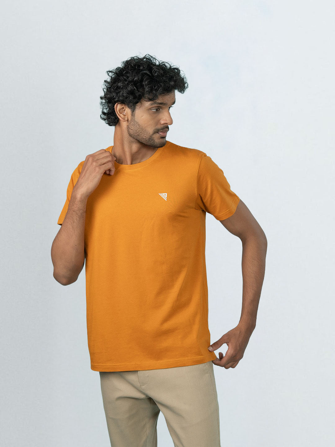 Men's 100% Cotton Crew Neck Mustard