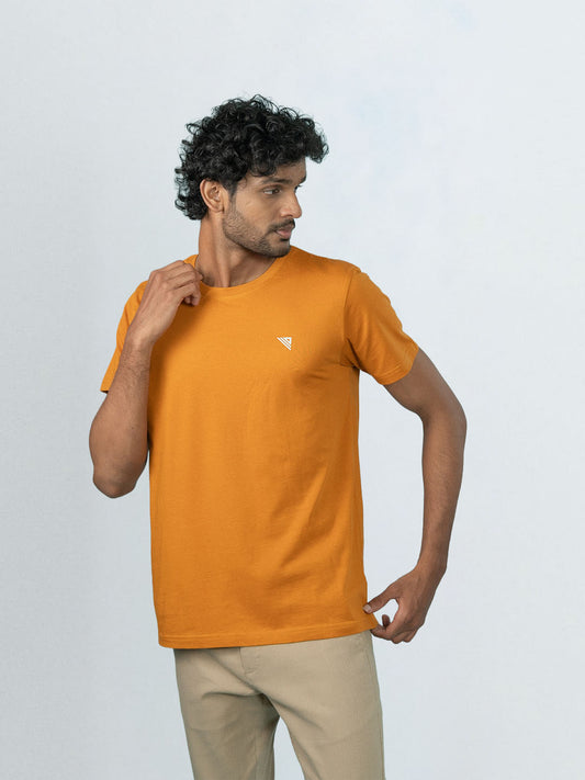 Men's 100% Cotton Crew Neck Mustard