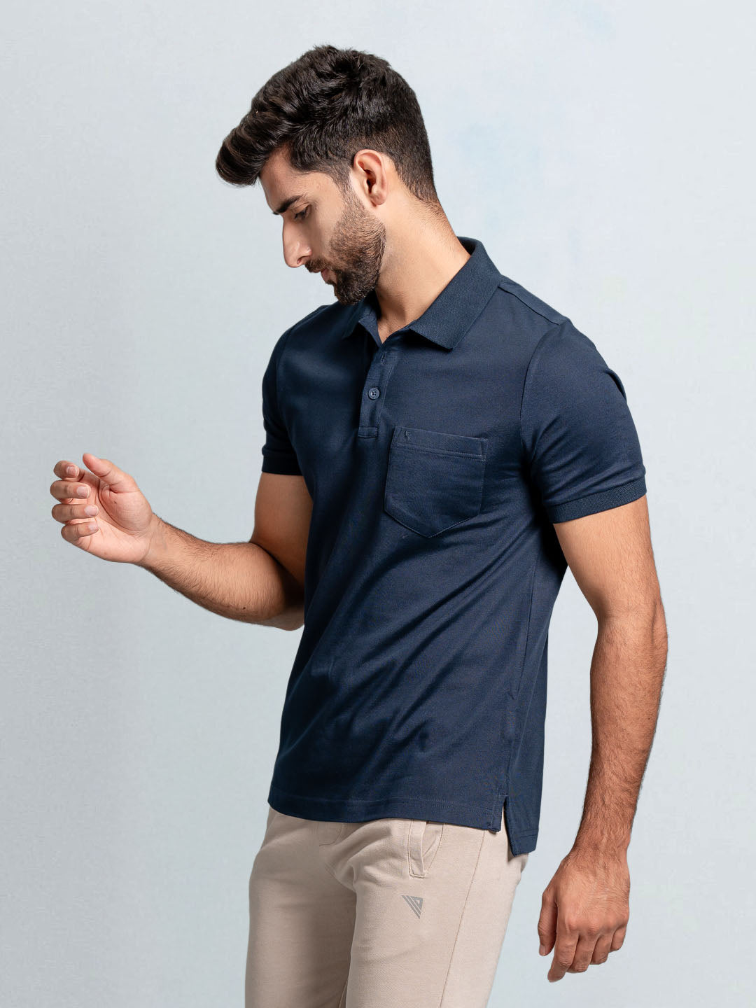 Men's Cotton Rich Pique Polo Navy