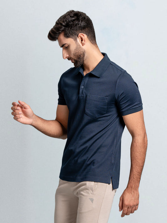 Men's Cotton Rich Pique Polo Navy