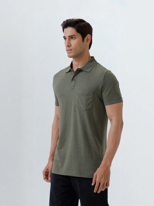 Men's Tencel Modal Fibers with Micro technology Polo Heather Green
