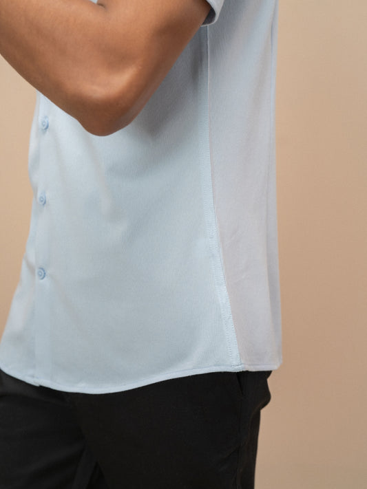 Men Combed Cotton Rich Slim Fit Ether Shirt Sky Blue ER3