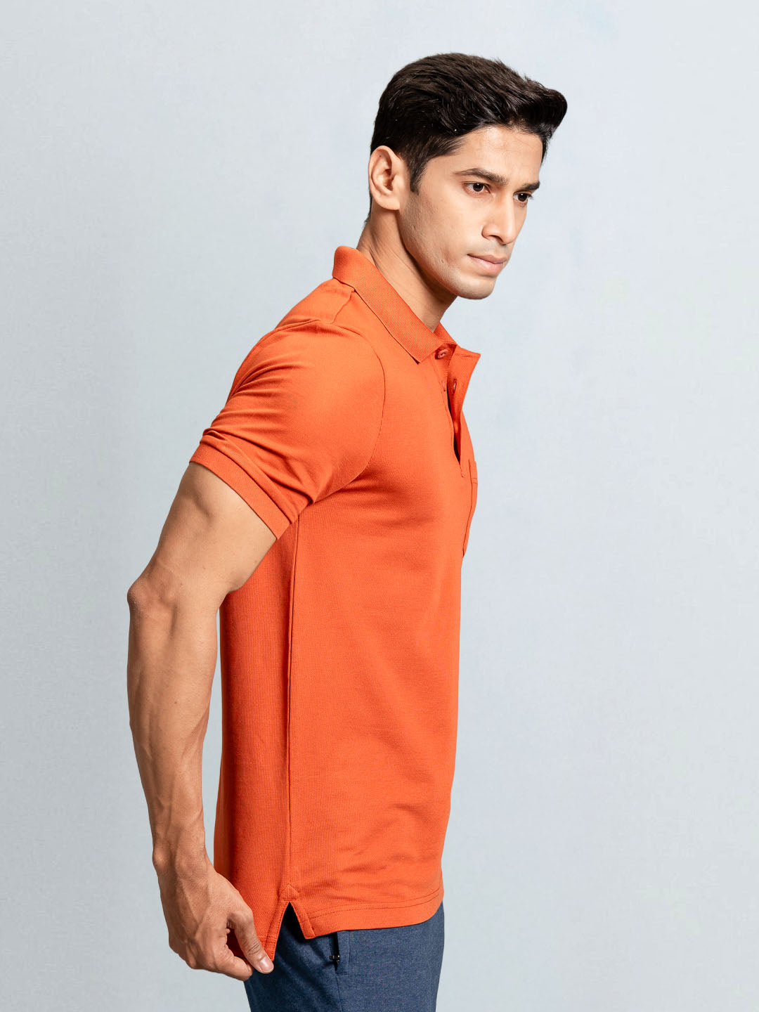 Men's Cotton Rich Pique Polo Burnt Orange