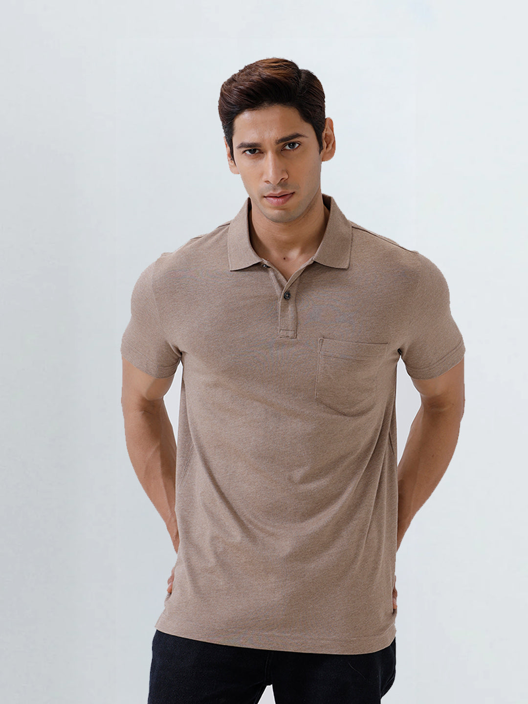 Men's Tencel Modal Fibers with Micro technology Polo Brown Heather