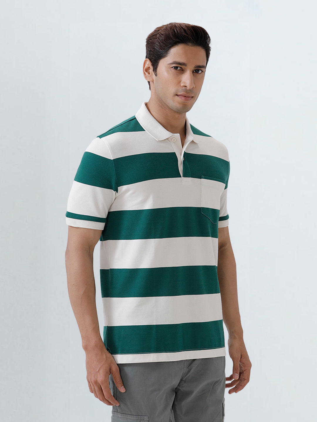 Men's Stripper Cotton Rich Polo Evergreen