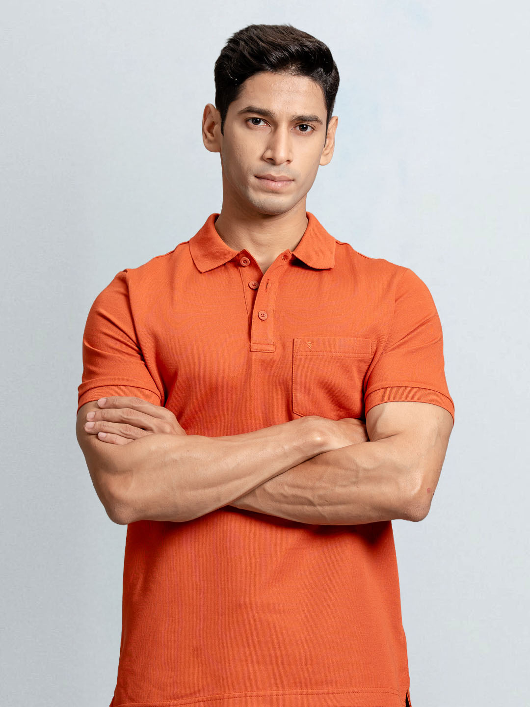 Men's Cotton Rich Pique Polo Burnt Orange