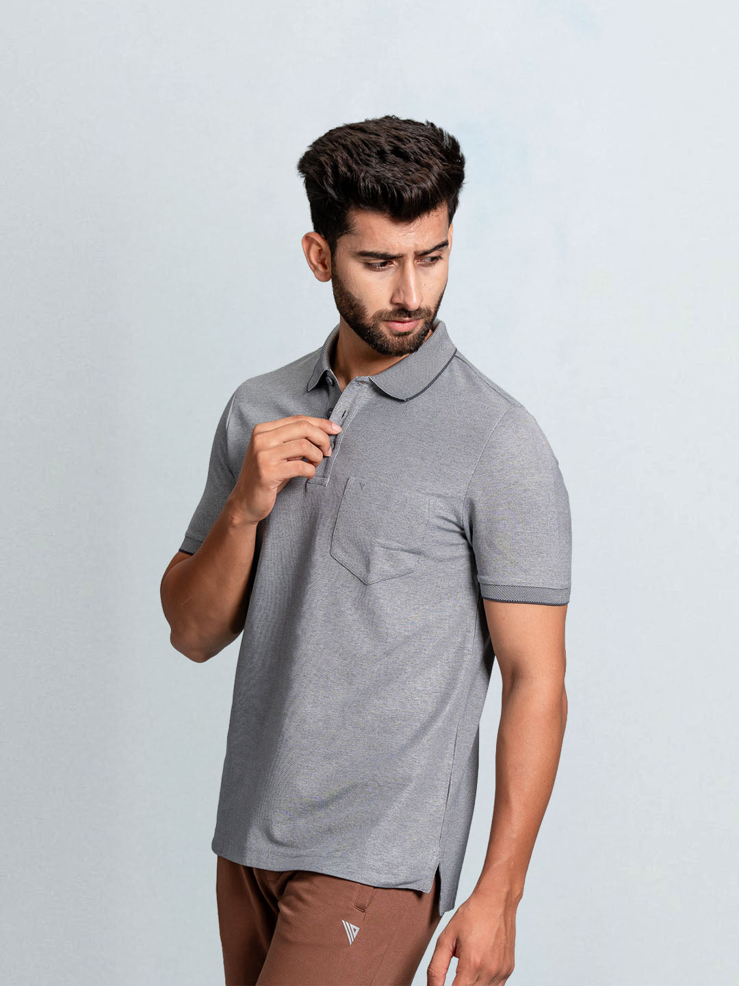 Men's Cotton Rich Pique Polo Heather Grey