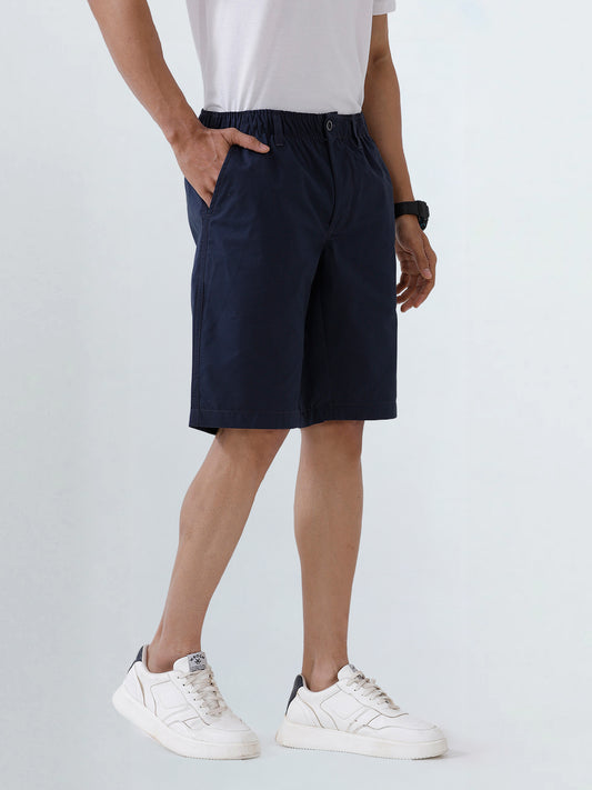 Men Combed Cotton Golf Shorts Navy