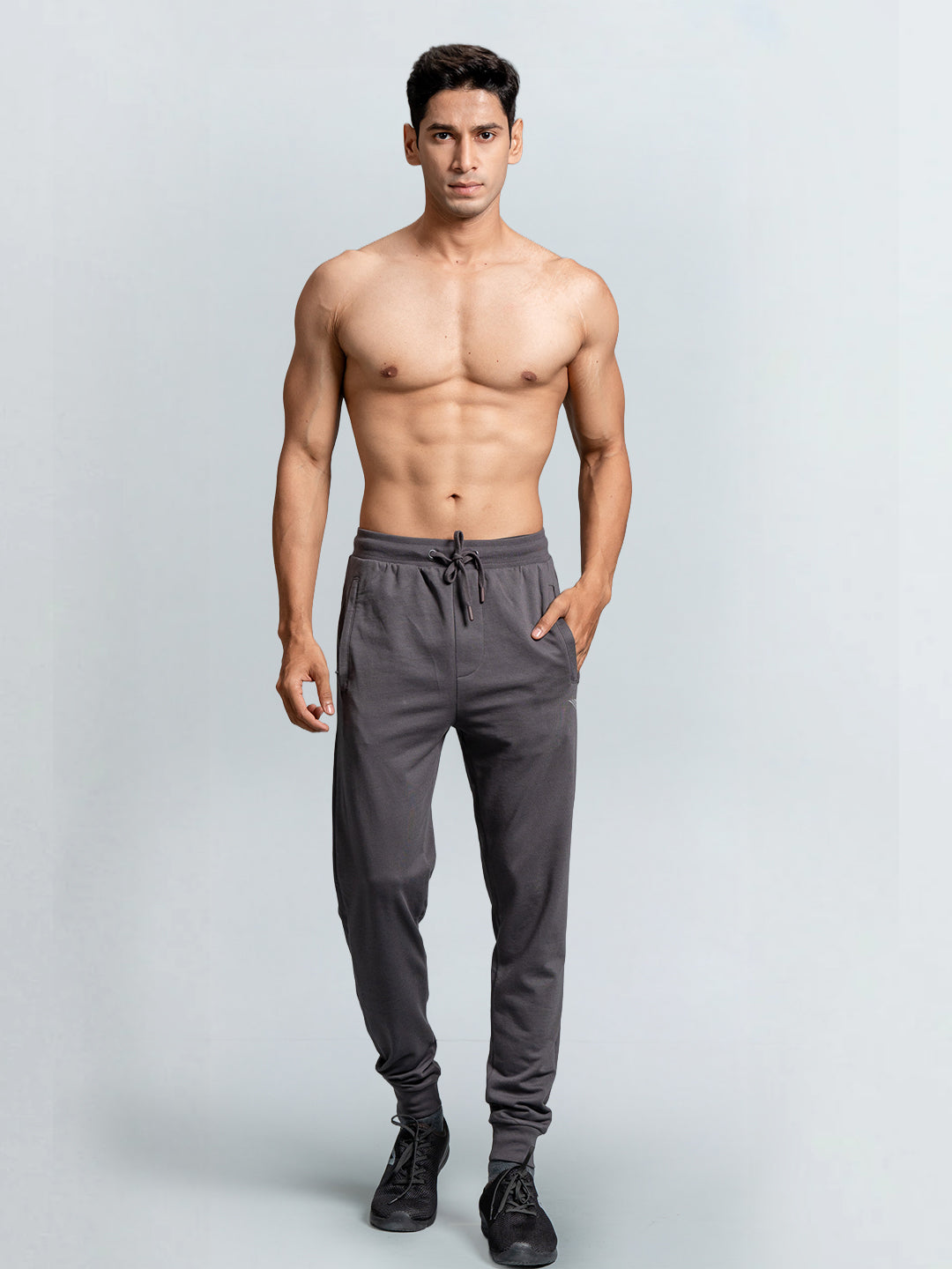 Men Combed Cotton Regular fit Jogger Dark Grey