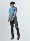 Men's 100% Cotton Crew Neck Petrol Blue