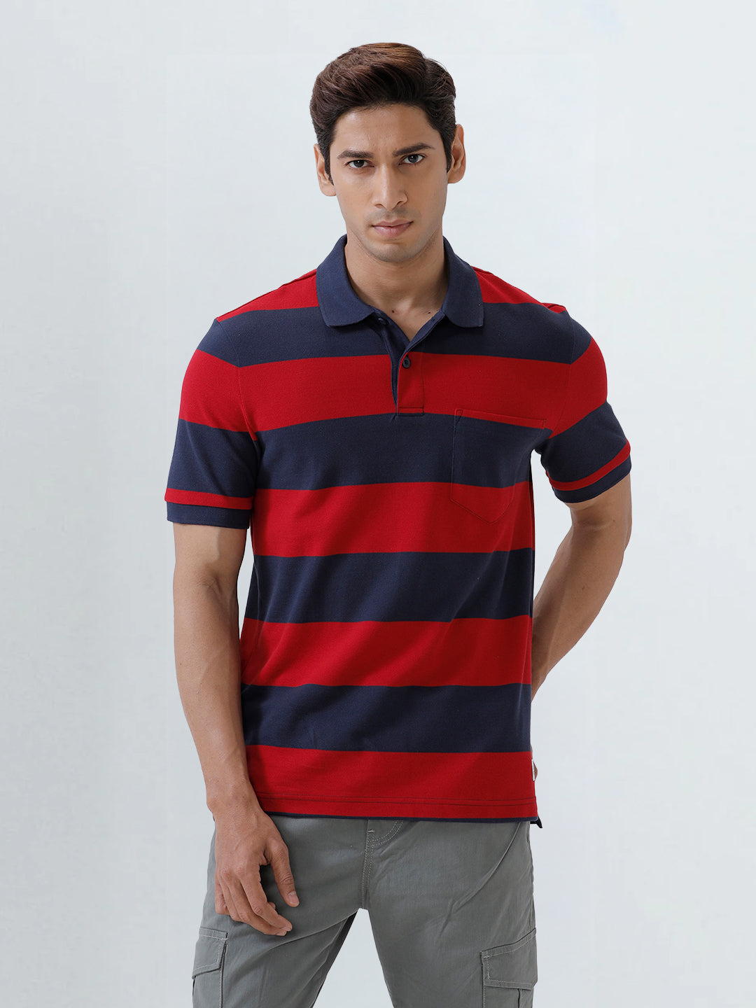 Men's Stripper Cotton Rich Polo Savvy Red