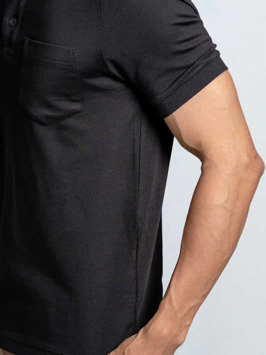 Men's Cotton Rich Pique Polo Jet Black