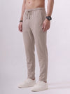 Cotton Rich Regular Fit Beige Popcorn Track Pant