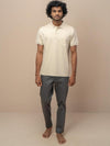 Men Extra Long Staple Cotton Smart Fit Apex Polo T-Shirt Ivory Cream AX3