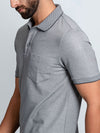 Men's Cotton Rich Pique Polo Heather Grey