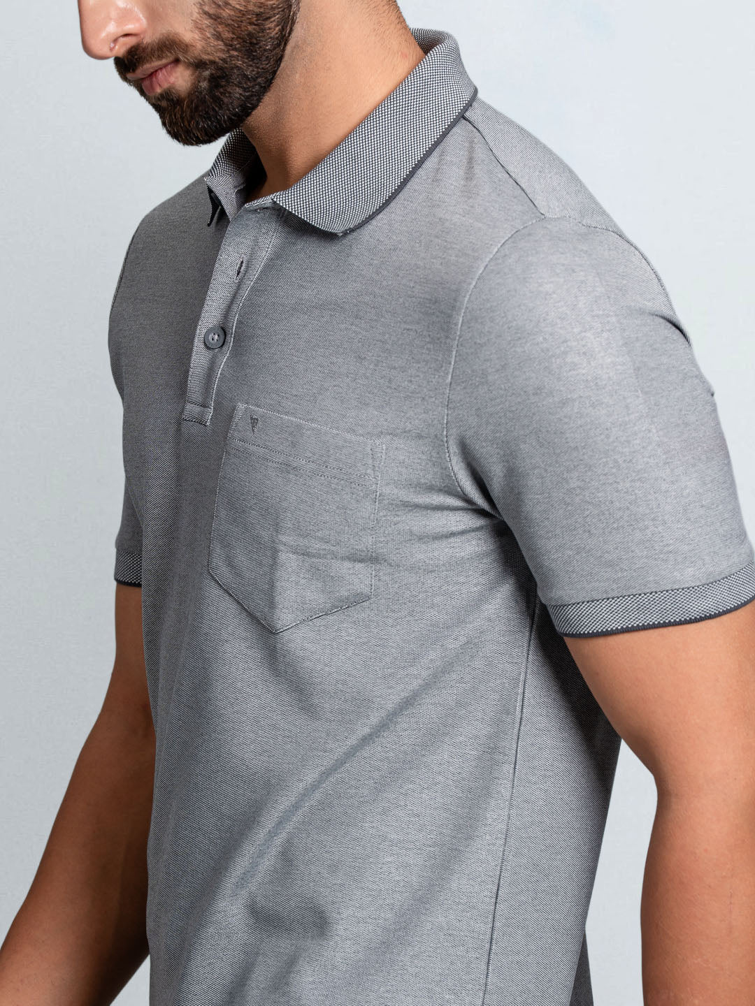 Men's Cotton Rich Pique Polo Heather Grey