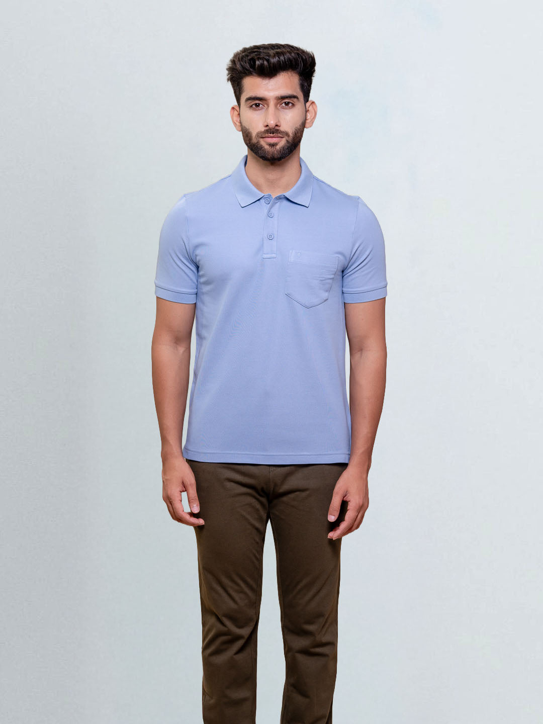 Men's Cotton Rich Pique Polo Blue