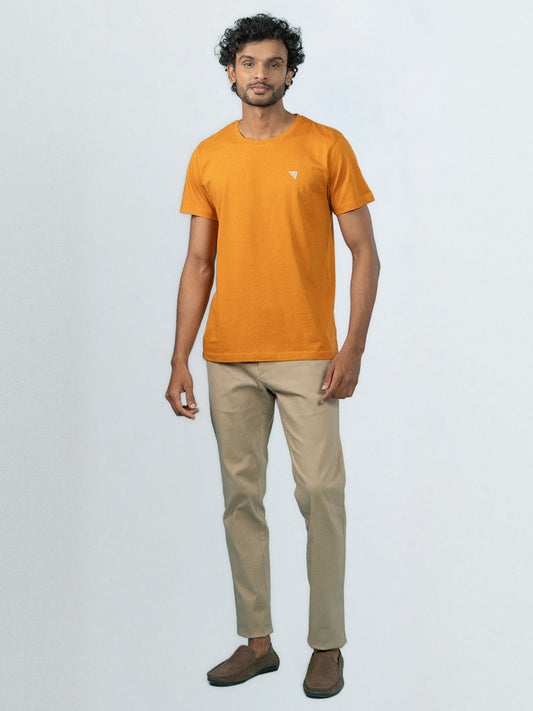 Men's 100% Cotton Crew Neck Mustard
