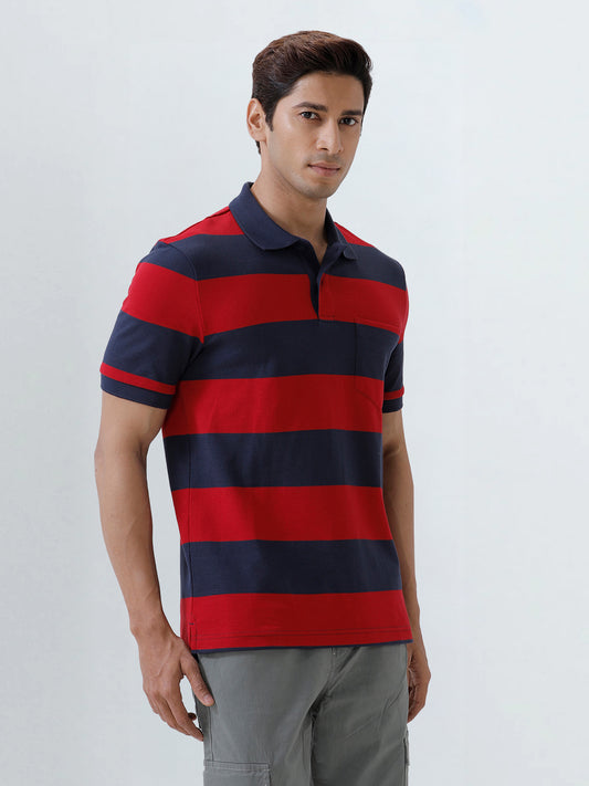 Men's Stripper Cotton Rich Polo Savvy Red