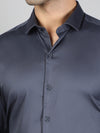 Satin Stretch Cotton Shirt Greyish Blue