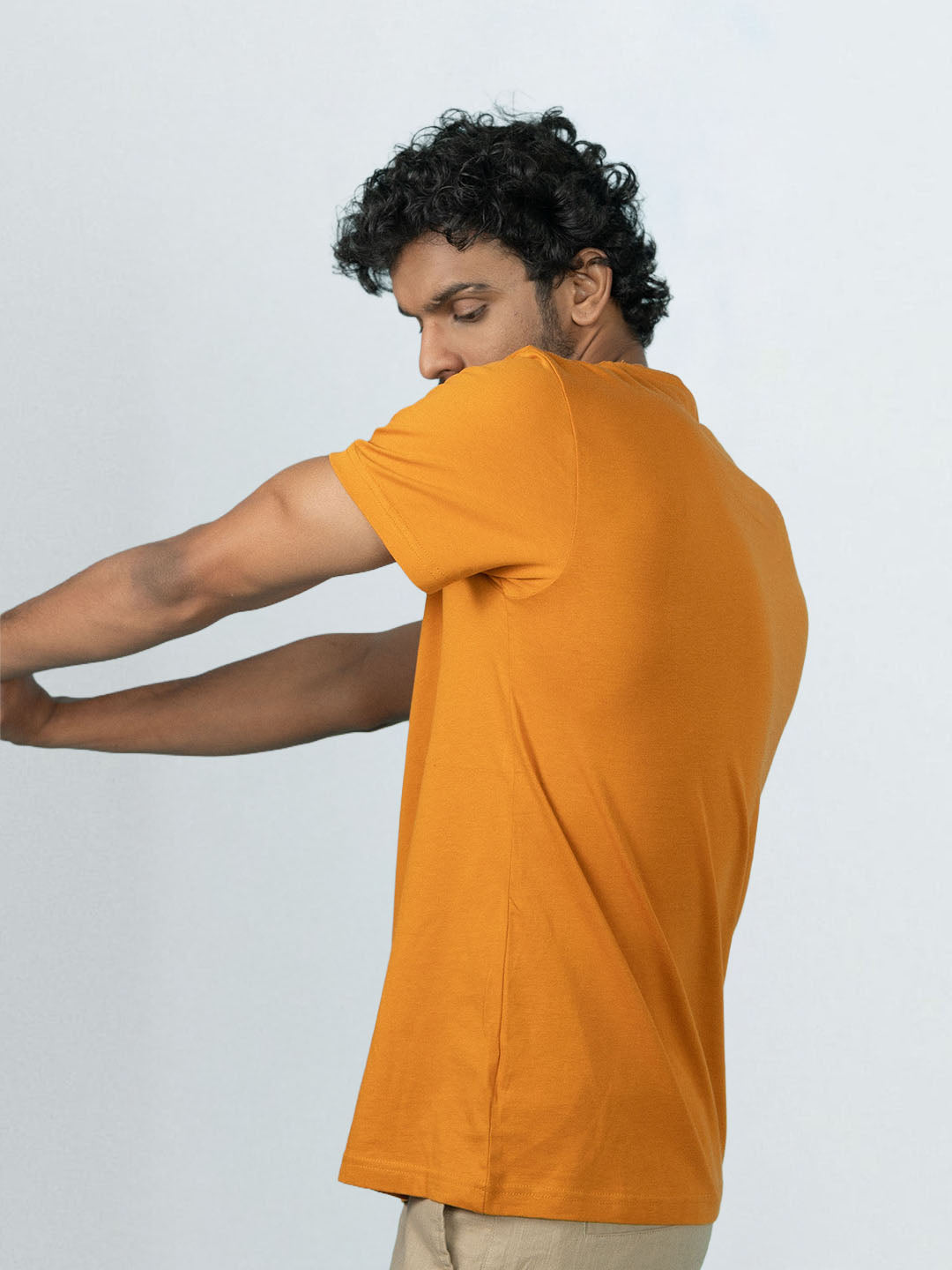 Men's 100% Cotton Crew Neck Mustard