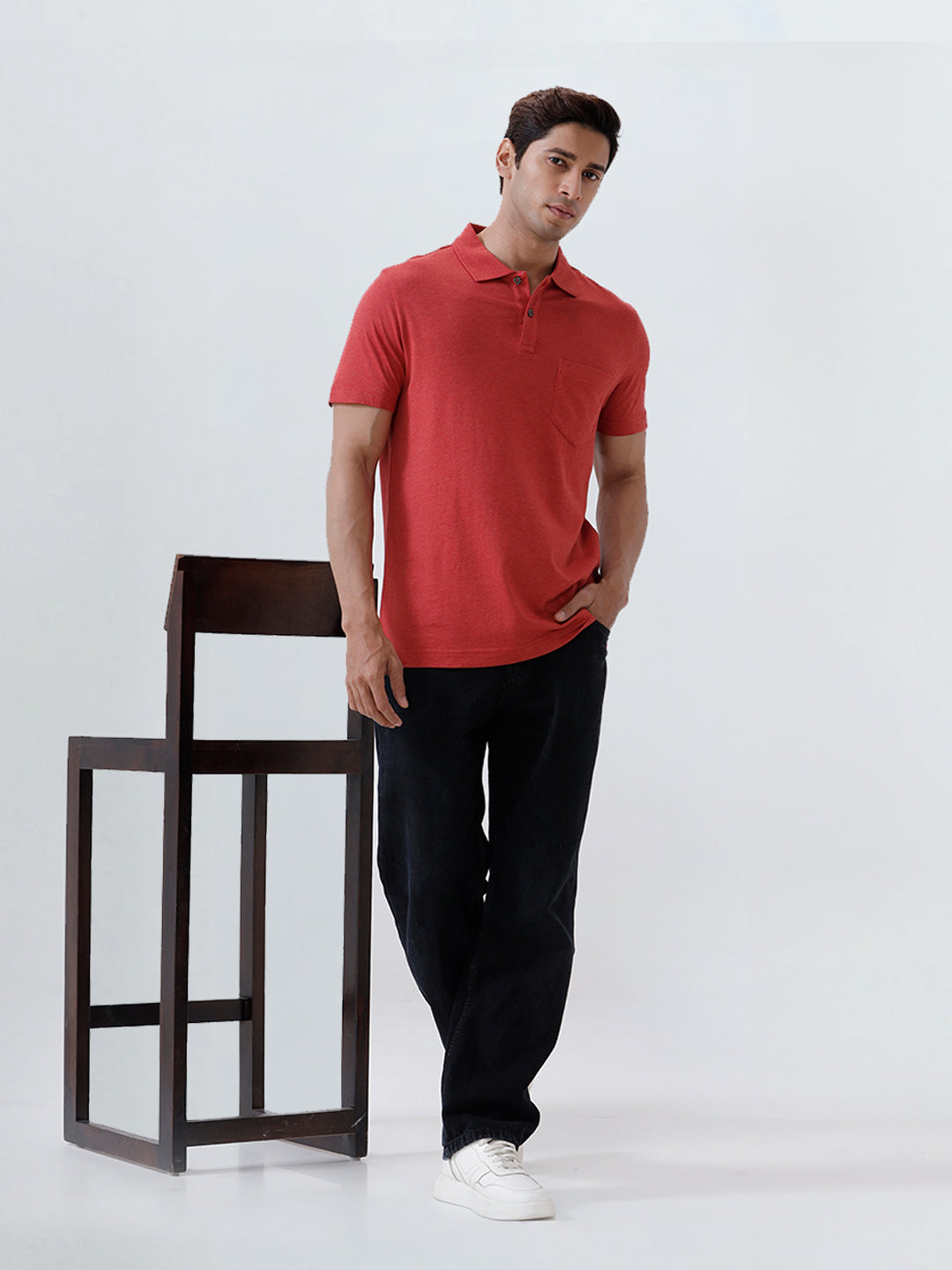 Men's Tencel Modal Fibers with Micro technology Polo Heather Red