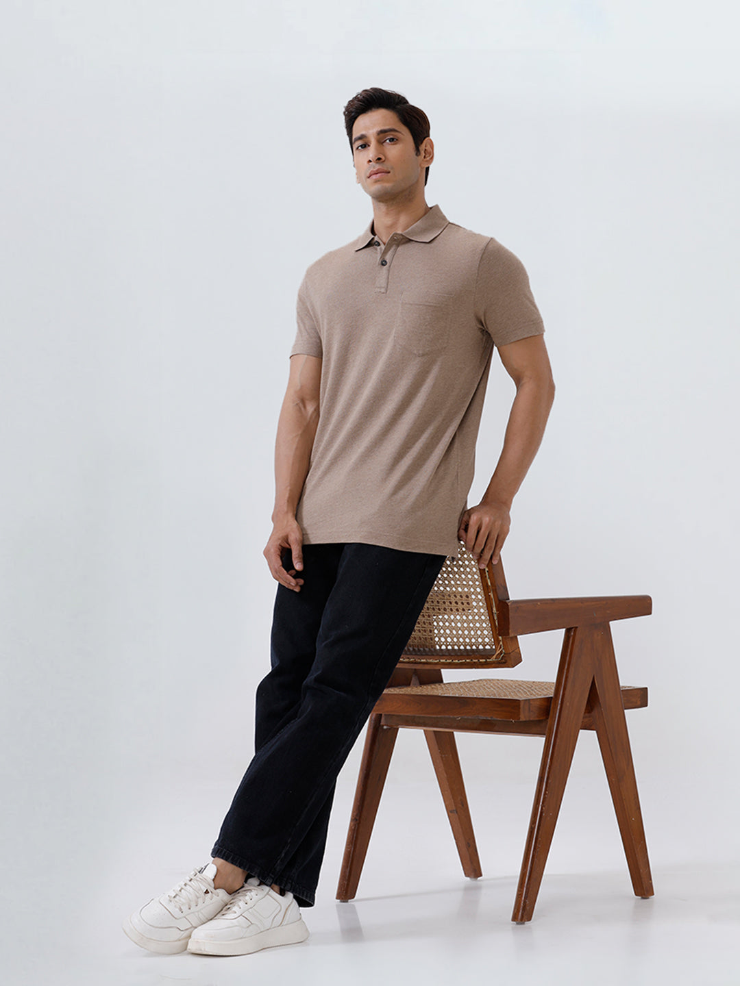 Men's Tencel Modal Fibers with Micro technology Polo Brown Heather