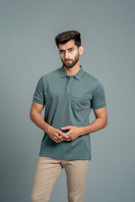 Men Extra Long Staple Cotton Smart Fit Apex Polo T-Shirt Giola Green AX2