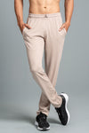 Combed Cotton Side Sew Panel Smart Fit Zipper Pocket Track Pant Beige ETK6
