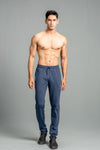 Combed Cotton Side Sew Panel Smart Fit Zipper Pocket Track Pant Denim Blue ETK10