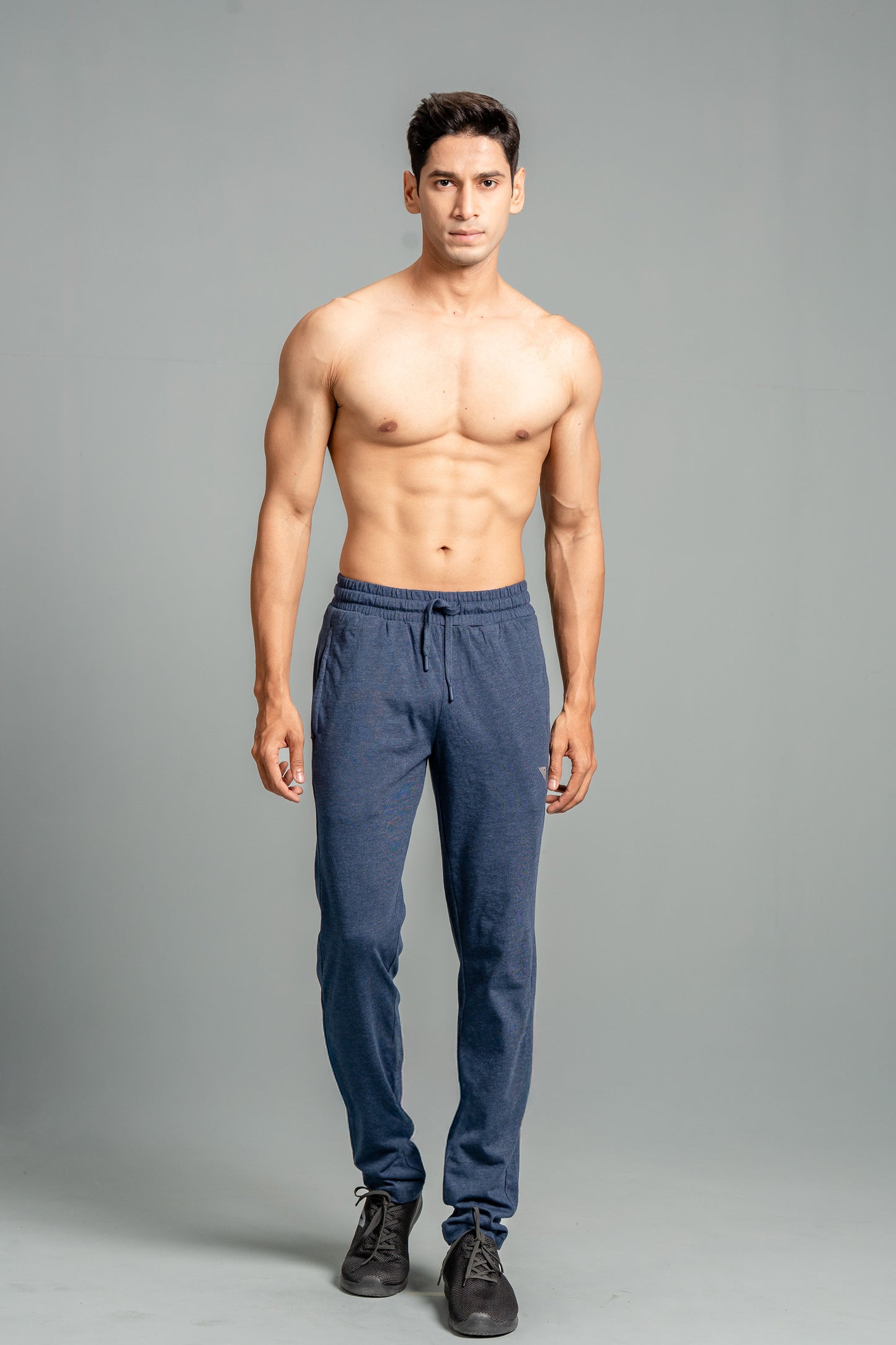 Combed Cotton Side Sew Panel Smart Fit Zipper Pocket Track Pant Denim Blue ETK10