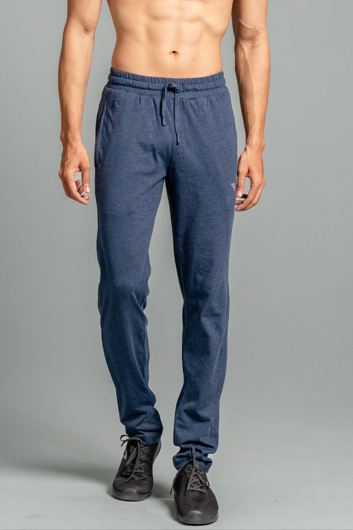 Combed Cotton Side Sew Panel Smart Fit Zipper Pocket Track Pant Denim Blue ETK10