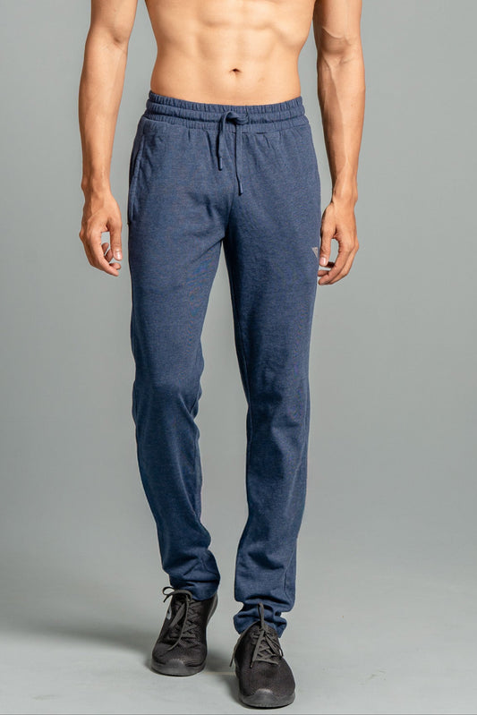Combed Cotton Side Sew Panel Smart Fit Zipper Pocket Track Pant Denim Blue ETK10