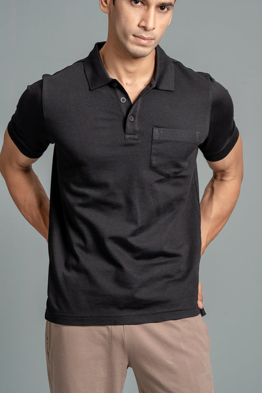 Men Expert Polo Tshirt with Pocket Jet Black EPD14