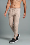 Men Combed Cotton Rich Jogger with Side Pockets Beige EJ7