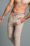 Men Combed Cotton Rich Jogger with Side Pockets Beige EJ7
